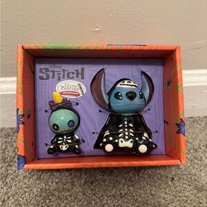 Disney Stitch and Scrump Halloween Skeleton Ceramic Salt and Pepper Shakers